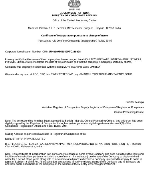  Certificate of Incorporation